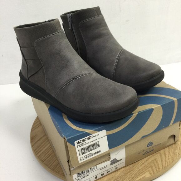Clarks Women's SILLIAN 2.0 HI Crossed straps Side zipper Ankle Boots Gray 6M NWB - Picture 1 of 9